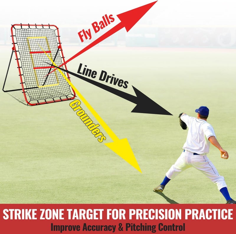 PLAYAPUT Baseball Rebounders + Pitchback Net,Adjustable 5 Angle Pitch Return Trainer for Fielding,Pitching & Catch Practice,Rebound Net with 3 Targets Simulate Grounders, Line Drives,Fly Balls for All Players - Image 4